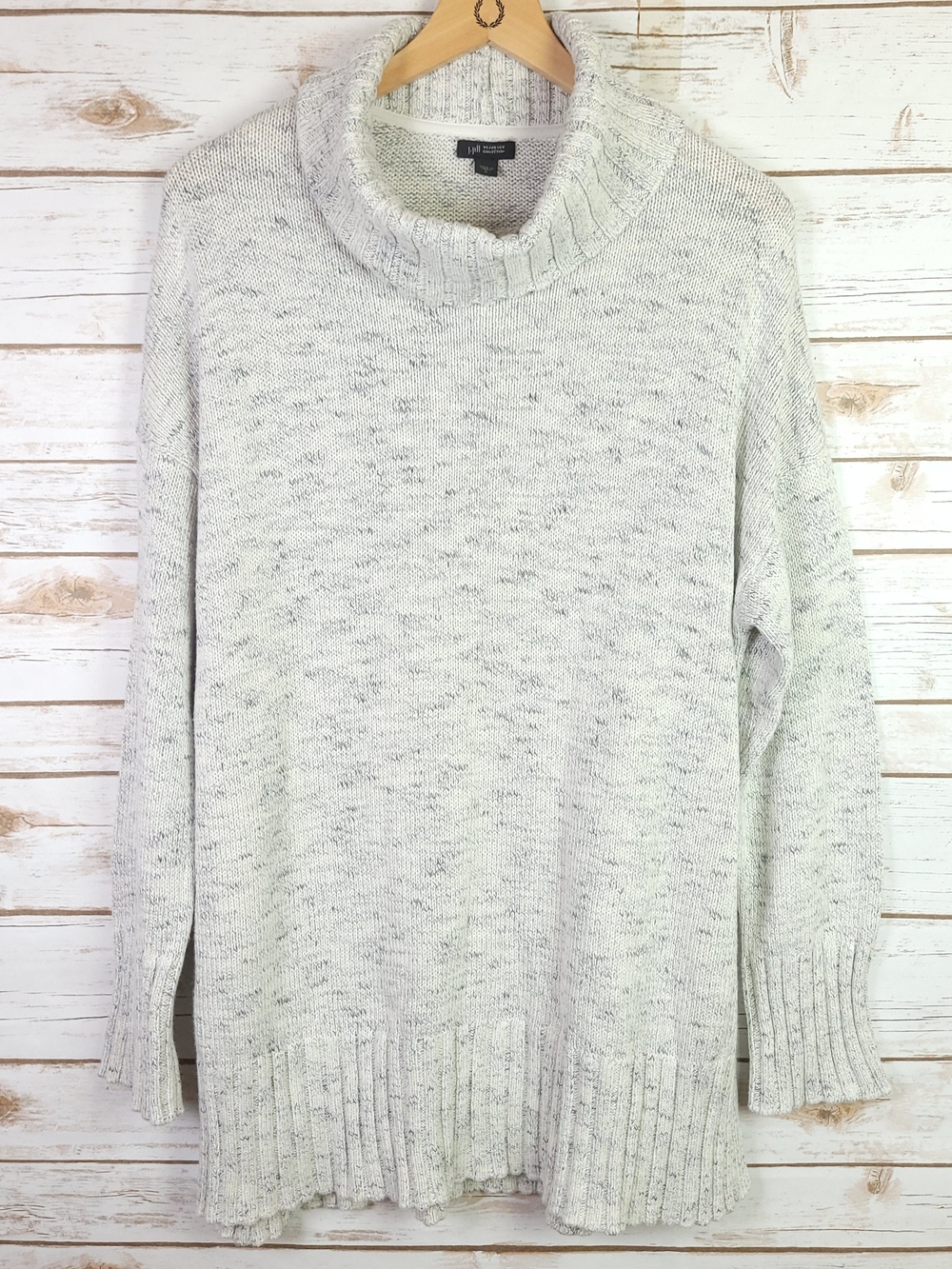J. Jill Gray Speckled Cowlneck Tunic Sweater Large